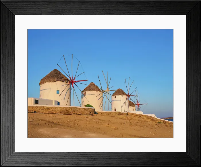 Framed Print : Chora Windmills at sunrise, Mykonos Town, Mykonos Island, Cyclades, Greek Islands, Greece, Europe Framed Print : Chora Windmills at sunrise, Mykonos Town, Mykonos Island, Cyclades, Greek Islands, Greece, Europe