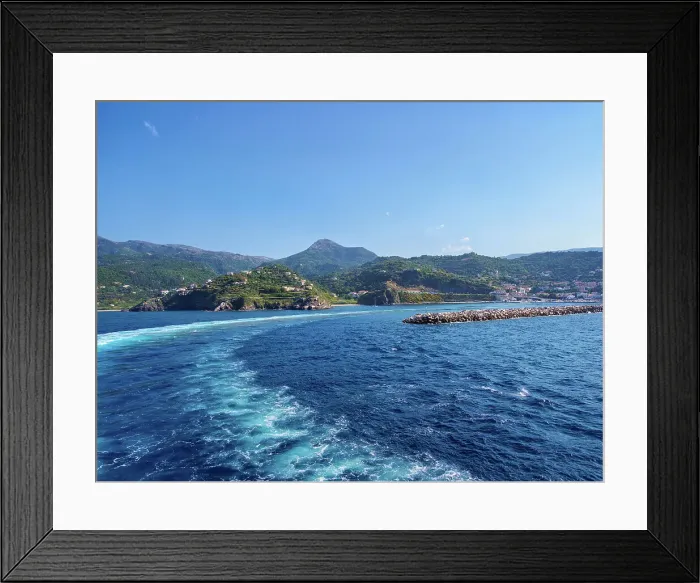 Framed Print : Ferry leaving the port of Evdilos, Icaria Island, North Aegean, Greek Islands, Greece, Europe Framed Print : Ferry leaving the port of Evdilos, Icaria Island, North Aegean, Greek Islands, Greece, Europe