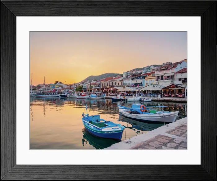 Framed Print : Boats at the Port of Pythagoreio, dusk, Samos Island, North Aegean, Greek Islands, Greece, Europe Framed Print : Boats at the Port of Pythagoreio, dusk, Samos Island, North Aegean, Greek Islands, Greece, Europe