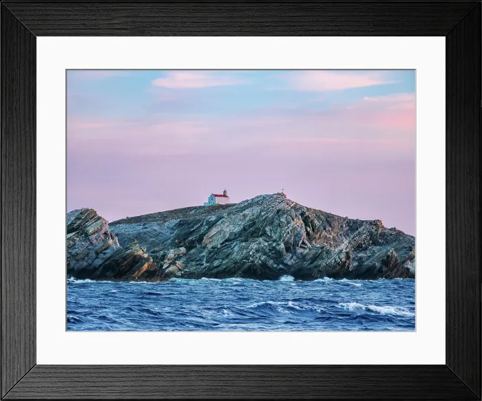 Framed Print : Church of St. George at Mpaos Islet near Mykonos Island, sunset, Cyclades, Greek Islands, Greece, Europe Framed Print : Church of St. George at Mpaos Islet near Mykonos Island, sunset, Cyclades, Greek Islands, Greece, Europe
