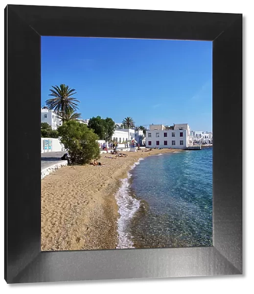 Chora Beach, Mykonos Town, Mykonos Island, Cyclades, Greek Islands, Greece, Europe