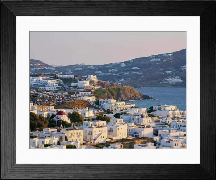 Framed Print : Mykonos Town at sunset, elevated view, Mykonos Island, Cyclades, Greek Islands, Greece, Europe Framed Print : Mykonos Town at sunset, elevated view, Mykonos Island, Cyclades, Greek Islands, Greece, Europe