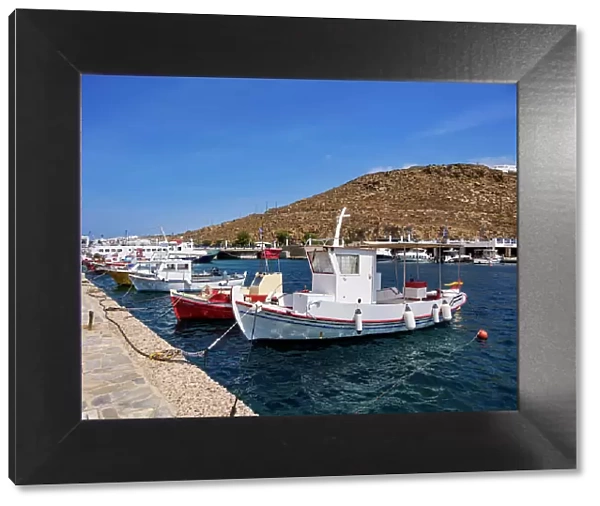 Fishing Boats at the Mykonos New Port, Mykonos Island, Cyclades, Greek Islands, Greece, Europe