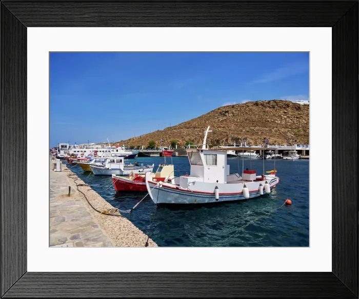 Framed Print : Fishing Boats at the Mykonos New Port, Mykonos Island, Cyclades, Greek Islands, Greece, Europe Framed Print : Fishing Boats at the Mykonos New Port, Mykonos Island, Cyclades, Greek Islands, Greece, Europe