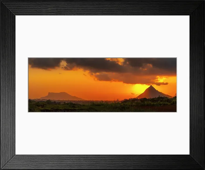 Framed Print : View of Long Mountains at sunset near Beau Bois, Mauritius, Indian Ocean, Africa Framed Print : View of Long Mountains at sunset near Beau Bois, Mauritius, Indian Ocean, Africa