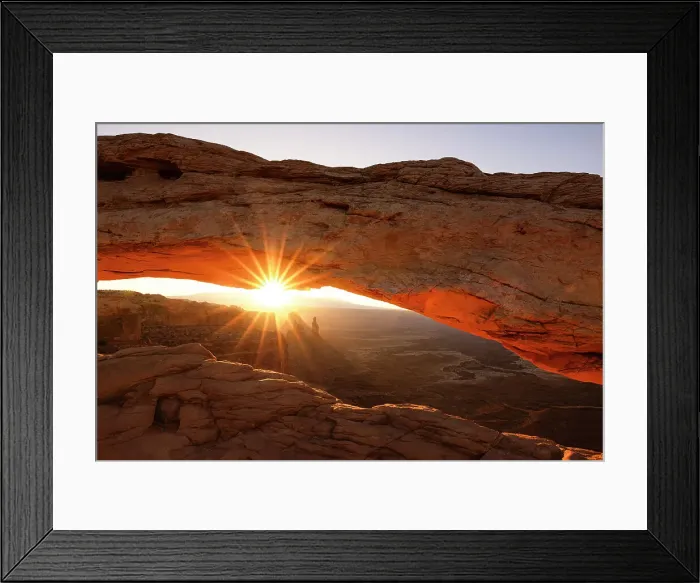 Framed Print : Sunlight envelops the Canyonlands Valley during a summer sunrise, framed by Mesa Arch, Utah, United States of America, North America Framed Print : Sunlight envelops the Canyonlands Valley during a summer sunrise, framed by Mesa Arch, Utah, United States of America, North America