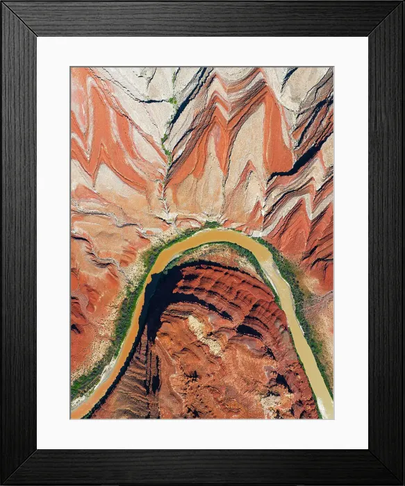 Framed Print : Aerial abstract view taken by drone of particular rock formation during a sunny summer day, Mexican Hat, Utah, United States of America, North America Framed Print : Aerial abstract view taken by drone of particular rock formation during a sunny summer day, Mexican Hat, Utah, United States of America, North America