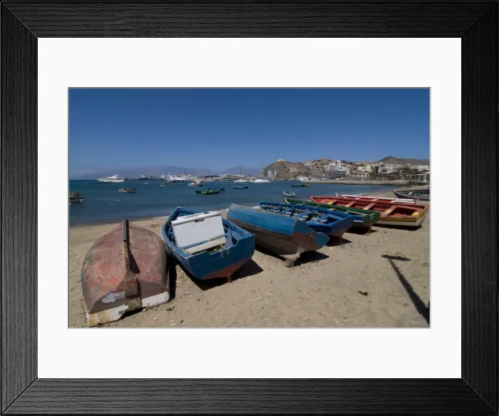 Framed Print : Row boats at coast, San Vincente, Mindelo, Cape Verde Islands, Atlantic, Africa Framed Print : Row boats at coast, San Vincente, Mindelo, Cape Verde Islands, Atlantic, Africa