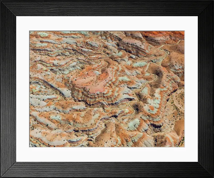Framed Print : Aerial abstract view taken by drone of desert area near to Goblin Valley National Park during a sunny summer day, Utah, United States of America, North America Framed Print : Aerial abstract view taken by drone of desert area near to Goblin Valley National Park during a sunny summer day, Utah, United States of America, North America