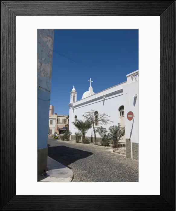 Framed Print : Bright church in San Vincente, Mindelo, Cape Verde Islands, Africa Framed Print : Bright church in San Vincente, Mindelo, Cape Verde Islands, Africa