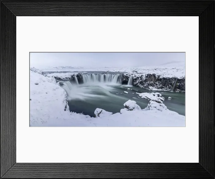 Framed Print : Snow covered Godafoss waterfall in northern Iceland, Polar Regions Framed Print : Snow covered Godafoss waterfall in northern Iceland, Polar Regions