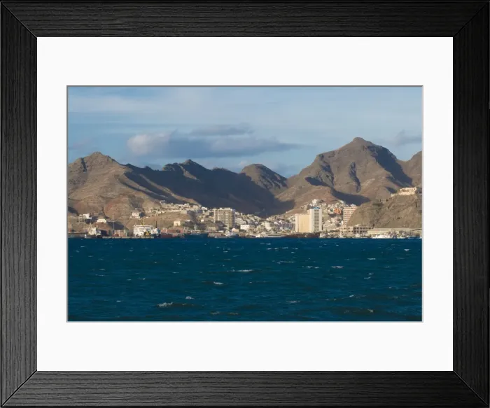 Framed Print : View over fishing port and city, San Vincente, Mindelo, Cape Verde Islands