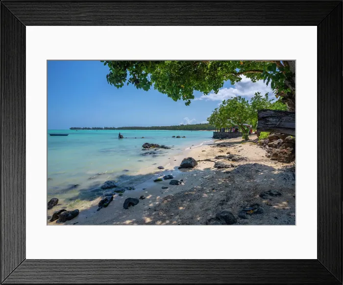 Framed Print : View of man fishing from Mont Choisy Beach and turquoise Indian Ocean on sunny day, Mauritius, Indian Ocean, Africa Framed Print : View of man fishing from Mont Choisy Beach and turquoise Indian Ocean on sunny day, Mauritius, Indian Ocean, Africa