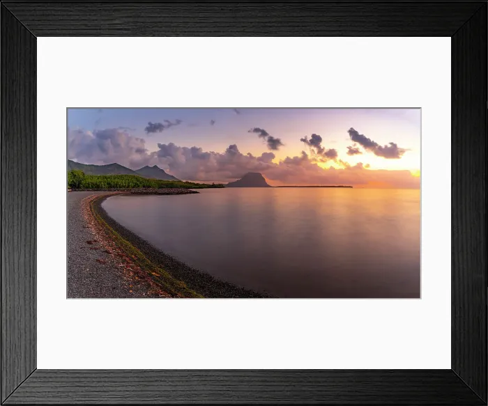 Framed Print : View of Le Morne from Case Noyale at sunset, Le Morne, Riviere Noire District, Mauritius, Indian Ocean, Africa Framed Print : View of Le Morne from Case Noyale at sunset, Le Morne, Riviere Noire District, Mauritius, Indian Ocean, Africa