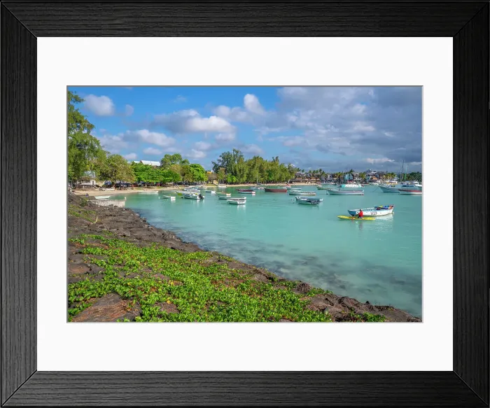 Framed Print : View of Grand Baie and turquoise Indian Ocean on sunny day, Mauritius, Indian Ocean, Africa Framed Print : View of Grand Baie and turquoise Indian Ocean on sunny day, Mauritius, Indian Ocean, Africa