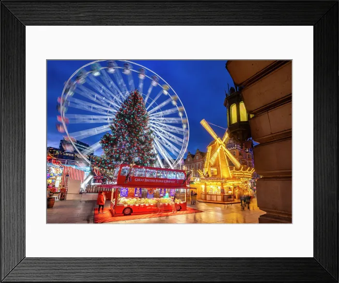 Framed Print : View of ferris wheel and Christmas Market on Old Market Square at dusk, Nottingham, Nottinghamshire, England, United Kingdom, Europe Framed Print : View of ferris wheel and Christmas Market on Old Market Square at dusk, Nottingham, Nottinghamshire, England, United Kingdom, Europe