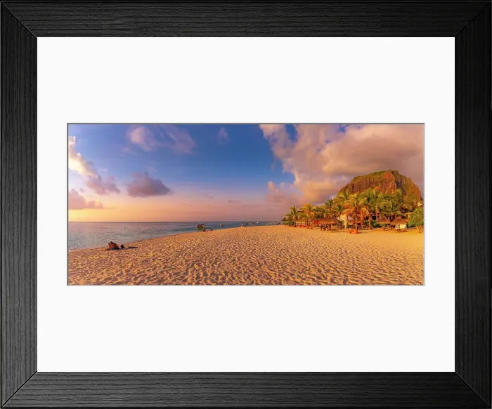 Framed Print : View of Le Morne Public Beach at sunset, Le Morne, Riviere Noire District, Mauritius, Indian Ocean, Africa Framed Print : View of Le Morne Public Beach at sunset, Le Morne, Riviere Noire District, Mauritius, Indian Ocean, Africa
