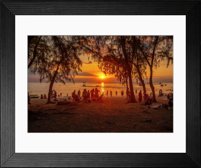 Framed Print : View of people on Mon Choisy Public Beach at sunset, Mauritius, Indian Ocean, Africa Framed Print : View of people on Mon Choisy Public Beach at sunset, Mauritius, Indian Ocean, Africa