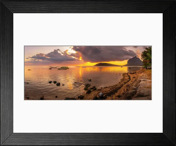 Framed Print : View of Le Morne from Le Morne Brabant at sunset, Savanne District, Mauritius, Indian Ocean, Africa Framed Print : View of Le Morne from Le Morne Brabant at sunset, Savanne District, Mauritius, Indian Ocean, Africa