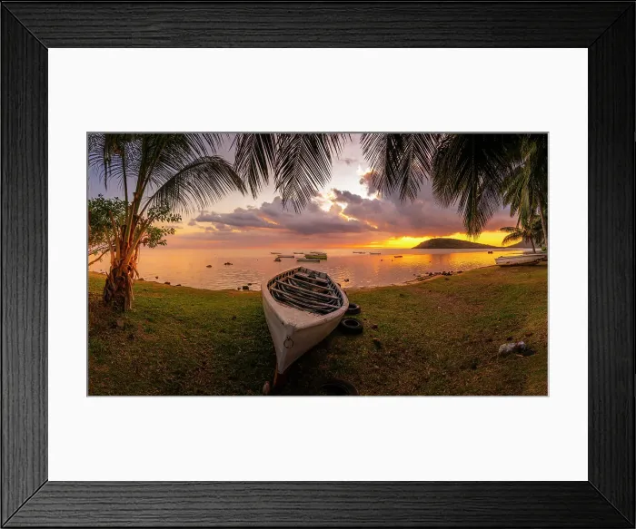 Framed Print : View of Le Morne through palm trees at Le Morne Brabant at sunset, Savanne District, Mauritius, Indian Ocean, Africa Framed Print : View of Le Morne through palm trees at Le Morne Brabant at sunset, Savanne District, Mauritius, Indian Ocean, Africa