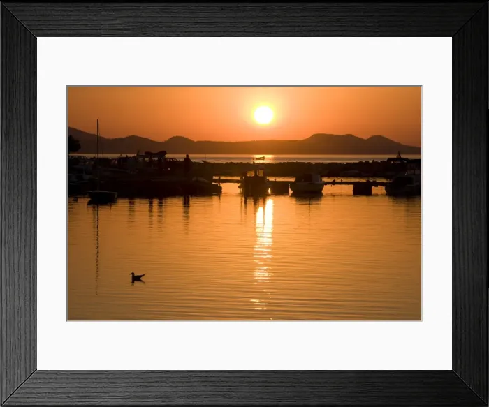 Framed Print : Sunset with boats in the foreground near Zardar, Croatia, Europe Framed Print : Sunset with boats in the foreground near Zardar, Croatia, Europe