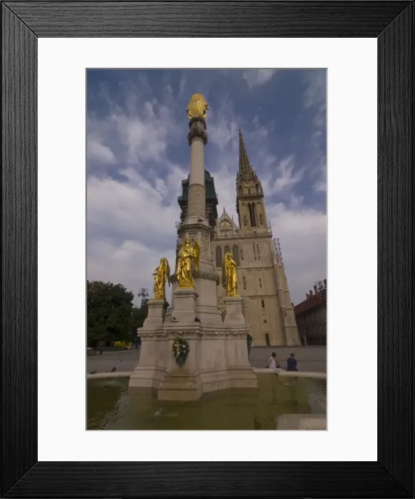 Framed Print : Fountain in front of the Cathedral of the Assumption of the Blessed Virgin Mary Framed Print : Fountain in front of the Cathedral of the Assumption of the Blessed Virgin Mary