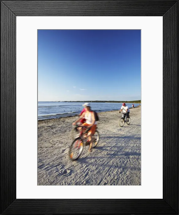 Framed Print : Cyclists on Pirita Beach, Tallinn, Estonia, Baltic States, Europe Framed Print : Cyclists on Pirita Beach, Tallinn, Estonia, Baltic States, Europe
