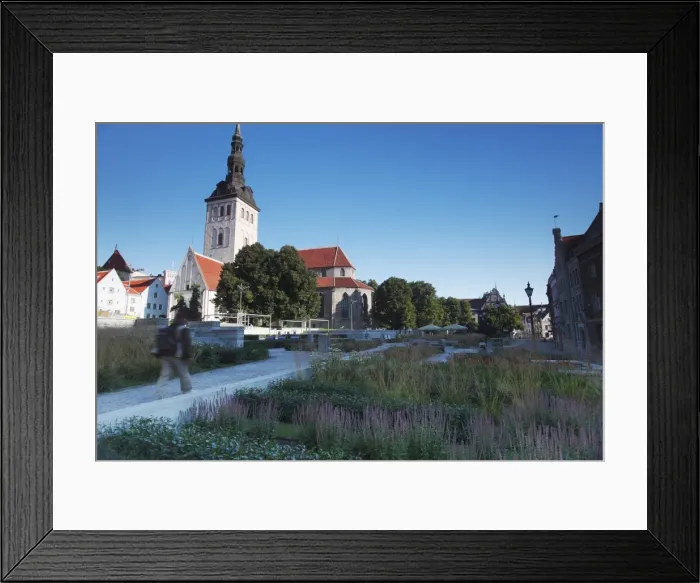 Framed Print : Public park in front of Niguliste Church, Tallinn, Estonia, Baltic States, Europe Framed Print : Public park in front of Niguliste Church, Tallinn, Estonia, Baltic States, Europe