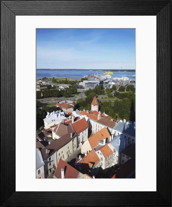 Framed Print : View of Lower Town with Ferry Terminal in background, Tallinn, Estonia