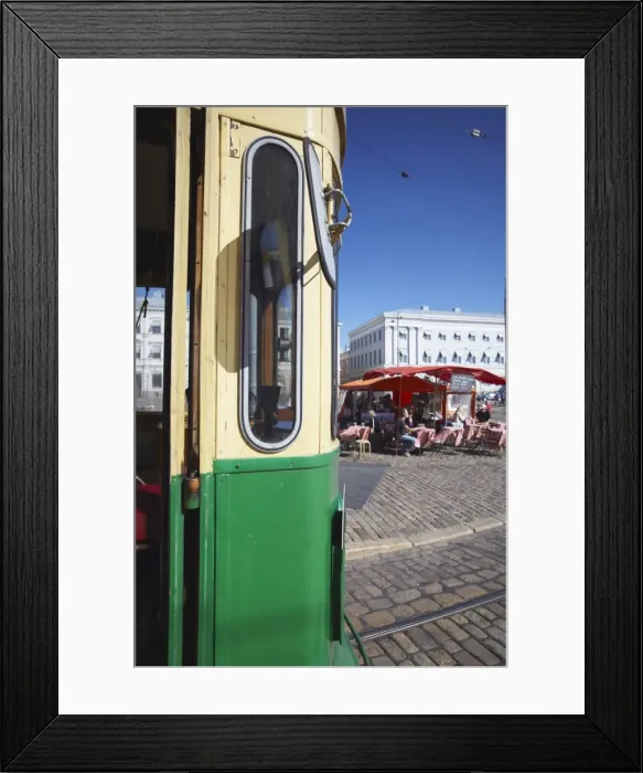 Framed Print : Tourist tram in Market Square, Helsinki, Finland, Scandinavia, Europe Framed Print : Tourist tram in Market Square, Helsinki, Finland, Scandinavia, Europe