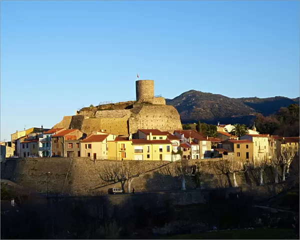 The old village and tower, Laroque des Alberes, Pyrenees Orientales, France, Europe