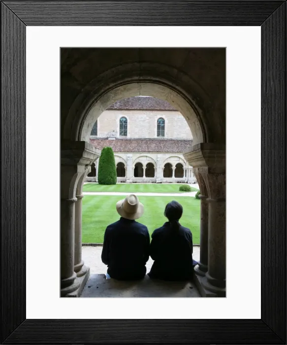 Framed Print : Tourists in Fontenay Cistercian Abbey cloister, UNESCO World Heritage Site Framed Print : Tourists in Fontenay Cistercian Abbey cloister, UNESCO World Heritage Site