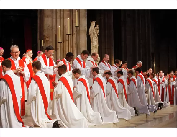 Priest ordinations in Notre Dame cathedral, Paris, France, Europe
