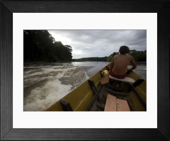Framed Print : Pirogue in the rapids of the Approuague River, French Guiana, South America Framed Print : Pirogue in the rapids of the Approuague River, French Guiana, South America