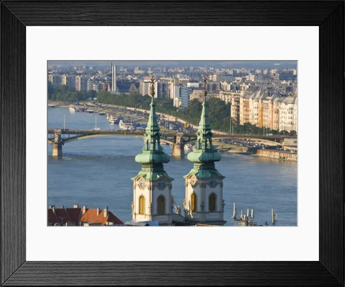 Framed Print : View over the River Danube with church towers in the foreground, UNESCO World Heritage Site Framed Print : View over the River Danube with church towers in the foreground, UNESCO World Heritage Site