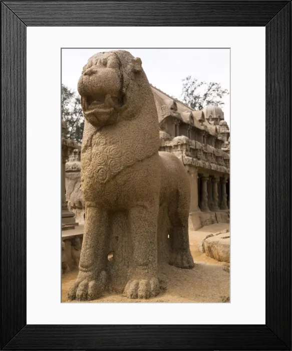 Framed Print : Standing Lion in front of the Draupadi Ratha within the Five Rathas (Panch Rathas) complex at Mahabalipuram (Mamallapuram), UNESCO World Heritage Site, Tamil Nadu Framed Print : Standing Lion in front of the Draupadi Ratha within the Five Rathas (Panch Rathas) complex at Mahabalipuram (Mamallapuram), UNESCO World Heritage Site, Tamil Nadu