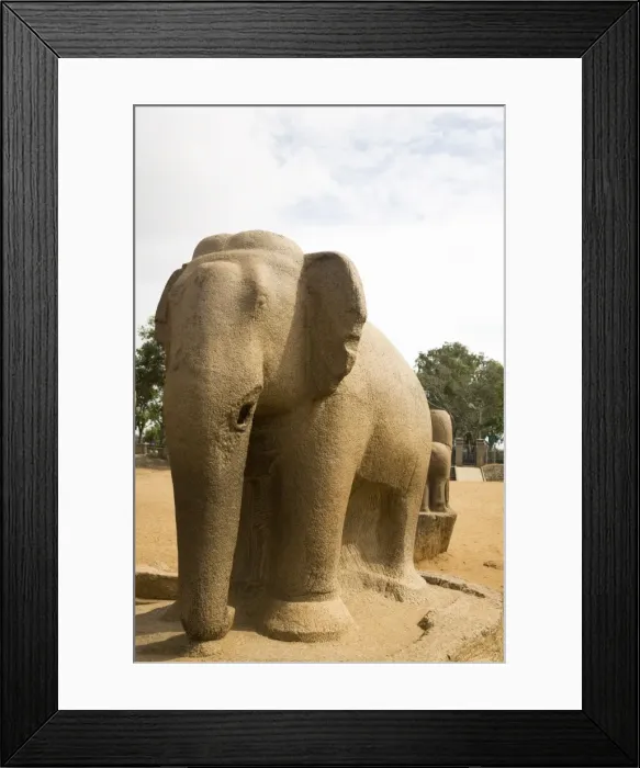 Framed Print : Stone elephant figure within the Five Rathas (Panch Rathas) complex at Mahabalipuram Framed Print : Stone elephant figure within the Five Rathas (Panch Rathas) complex at Mahabalipuram