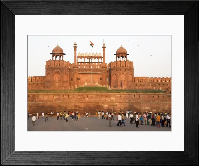 Framed Print : People enjoy an evening walk outside of the Red Fort (Lal Qila), built by Shah Jahan between 1638 Framed Print : People enjoy an evening walk outside of the Red Fort (Lal Qila), built by Shah Jahan between 1638