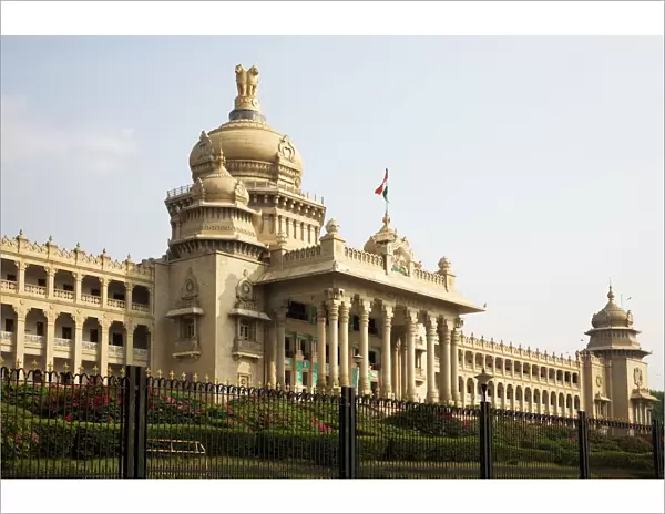The Indo-Saracenic style Vidhana Soudha (Karnataka State Legislative Assembly) in Bangalore