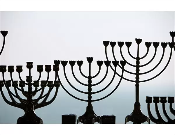 Hanoukias (Hanukkah menorahs), Galilee, Israel, Middle East