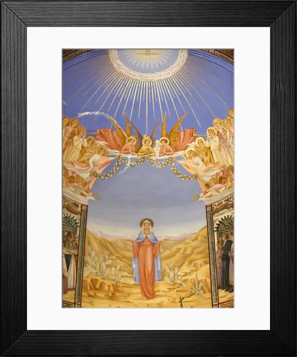 Framed Print : Fresco in the Visitation Church in Ein Kerem, Israel, Middle East Framed Print : Fresco in the Visitation Church in Ein Kerem, Israel, Middle East