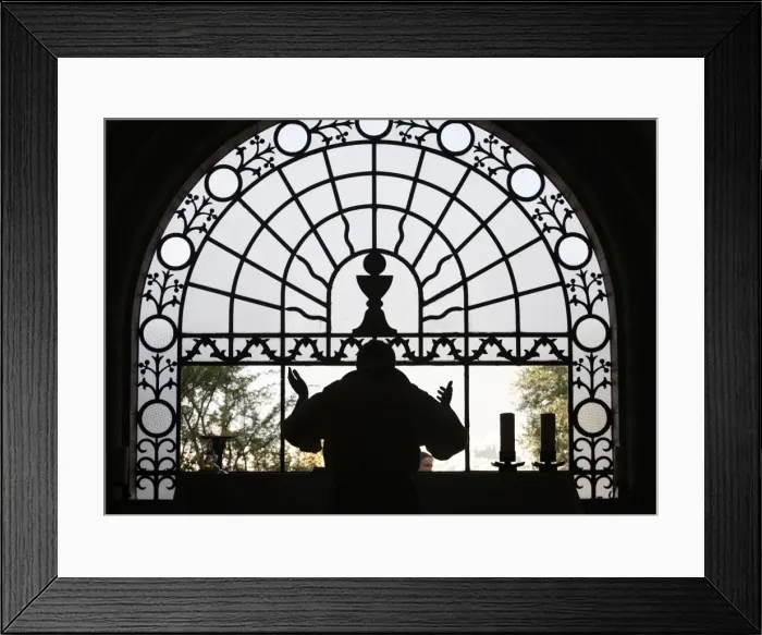 Framed Print : Mass in Dominus Flevit chapel, Jerusalem, Israel, Middle East Framed Print : Mass in Dominus Flevit chapel, Jerusalem, Israel, Middle East