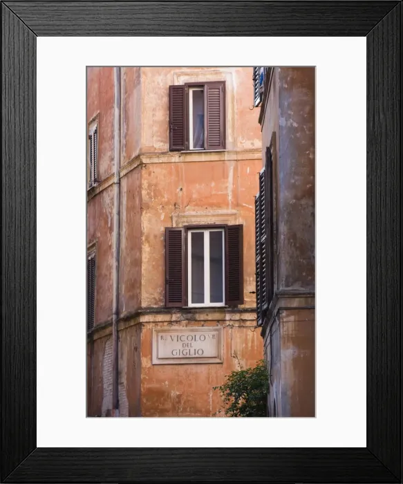 Framed Print : Vicolo Del Giglio street sign, Rome, Lazio, Italy, Europe