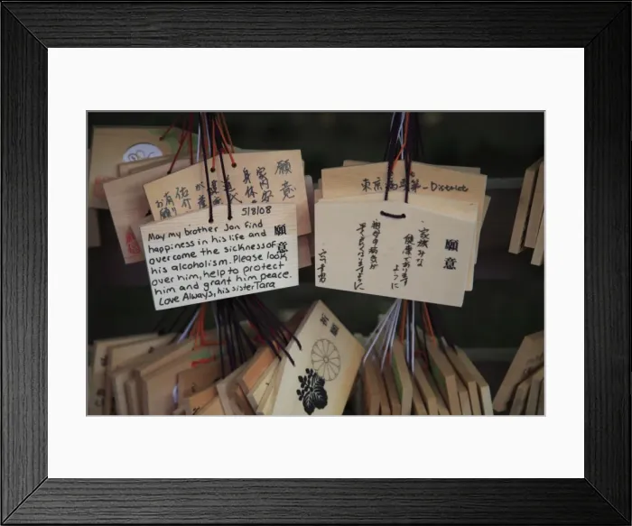 Framed Print : Wooden fortune (omikuji), prayer plaques, Meiji Jingu Shrine, Shinto Shrine Framed Print : Wooden fortune (omikuji), prayer plaques, Meiji Jingu Shrine, Shinto Shrine