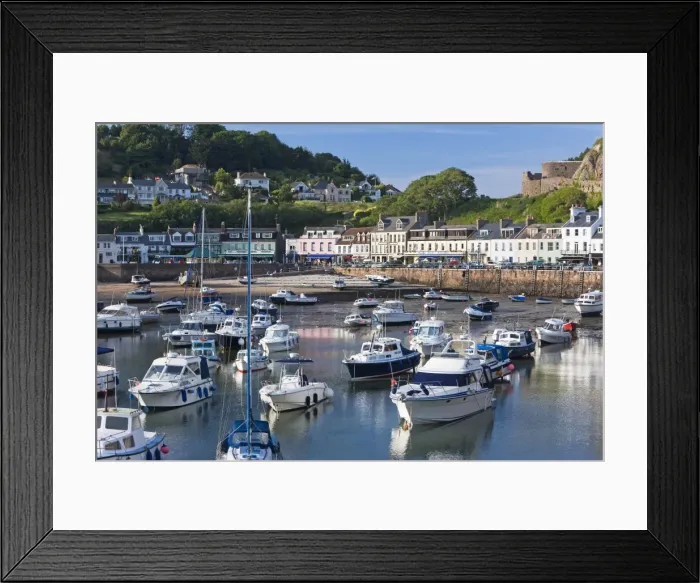 Framed Print : Boats in Gorey harbour, Jersey, Channel Islands, United Kingdom, Europe Framed Print : Boats in Gorey harbour, Jersey, Channel Islands, United Kingdom, Europe