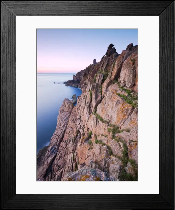 Framed Print : WWII German Observation tower and the rocky northwest coastline of Jersey Framed Print : WWII German Observation tower and the rocky northwest coastline of Jersey