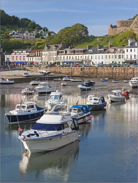 Boats in Gorey harbour, Jersey, Channel Islands, United Kingdom, Europe