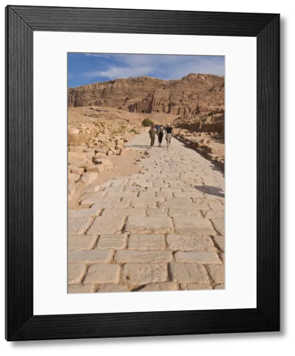 Framed Print : Old Roman cobbled street with view of the royal tombs, Petra, UNESCO World Heritage Site Framed Print : Old Roman cobbled street with view of the royal tombs, Petra, UNESCO World Heritage Site