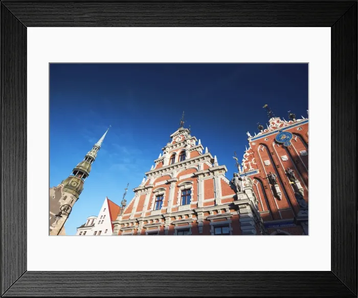 Framed Print : House of Blackheads with St. Peters, Riga, Latvia, Baltic States, Europe Framed Print : House of Blackheads with St. Peters, Riga, Latvia, Baltic States, Europe