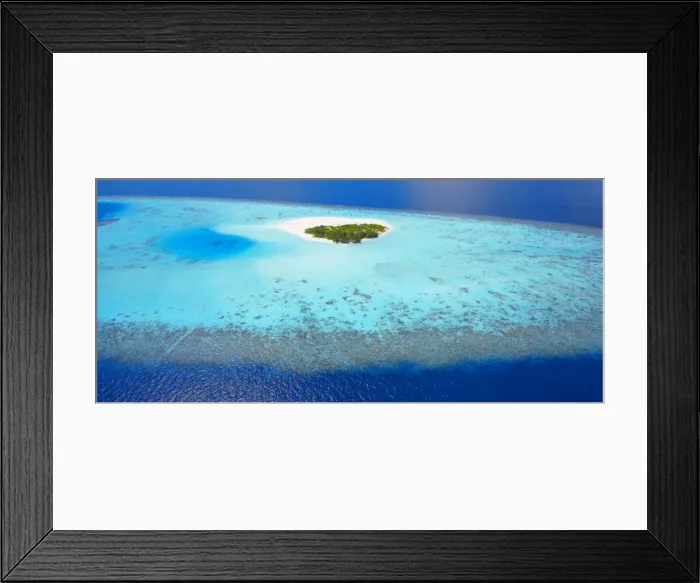 Framed Print : Aerial view of island, Maldives, Indian Ocean, Asia Framed Print : Aerial view of island, Maldives, Indian Ocean, Asia